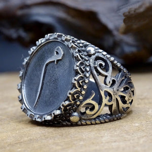 Arabic Alphabet Mim Engraved Ring for Men | Sterling Silver Ring | Personalized Ring | Silver Stackable Ring | Personalised Gift
