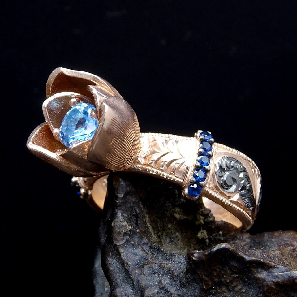 Blauwe enkele topaas stenen ring | Unieke trouwring | Uniek cadeau voor vrouwen | Jubileum | Verlovingsring Bandersary Ring | Bruiloft