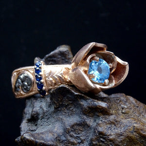Blauwe enkele topaas stenen ring | Unieke trouwring | Uniek cadeau voor vrouwen | Jubileum | Verlovingsring Bandersary Ring | Bruiloft