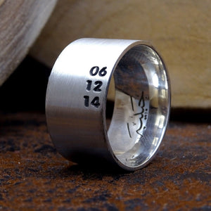 Personalizirani 12 mm debeli vjenčani srebrni prsten | Muški venčani prsten | Prsten za sklapanje | Personalizovani poklon | Poklon za njega | Personalizovani poklon |