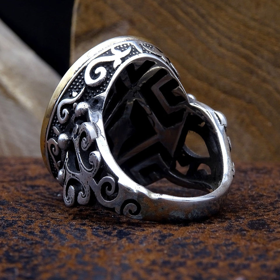Ook dit zal passeren geschreven met kalligrafie Sterling Silver Ring | Dubbel gelaagde Cubic Zirconia Ring | Cadeau voor hem | Gepersonaliseerd cadeau
