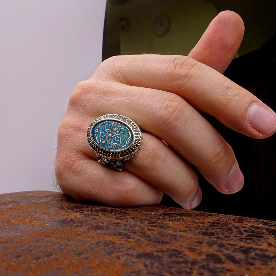 This Too Will Pass Written With Calligraphy Sterling Silver Ring | Double Layered Cubic Zirconia Ring | Gift for Him | Personalized Gift