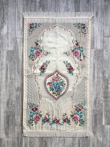Lux Pink Roses Prayer Mat | Dowries Prayer Rug | Wedding Gift | Prayer Rug with tasbih | Sajjada | Janamaz YSLM69 - islamicbazaar