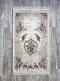 Lux Pink Roses Prayer Mat | Dowries Prayer Rug | Wedding Gift | Prayer Rug with tasbih | Sajjada | Janamaz YSLM69 - islamicbazaar