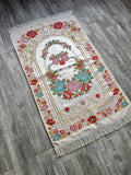 Lux Red Roses Prayer Mat | Dowries Prayer Rug | Wedding Gift | Prayer Rug with tasbih | Sajjada | Janamaz YSLM70 - islamicbazaar