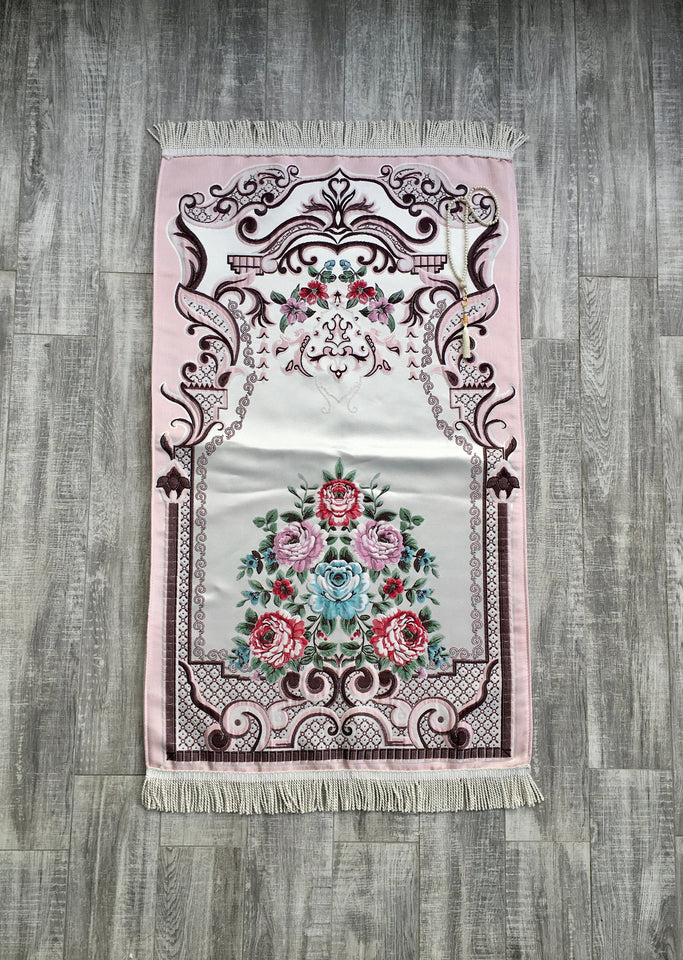 Lux Masjid Dimaukom Prayer Mat | Dowries Prayer Rug | Wedding Gift | Prayer Rug with tasbih | Sajjada | Janamaz YSLM72 - islamicbazaar