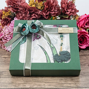 Green Gift Set, Ramadan, Prayer mat, Green Box and Prayer Beads Set, Hajj Favors, Ramadan Gifts, Islamic gift - islamicbazaar