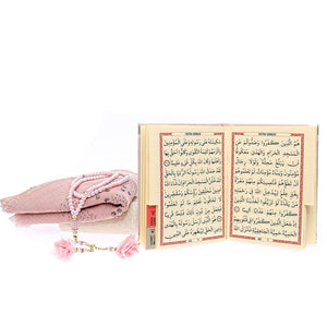 Pink Velvet Islamic Gift Box, Special Gift for Mother, Velvet Quran, 33 Bead Tasbih Set  Unique Gift AOK4