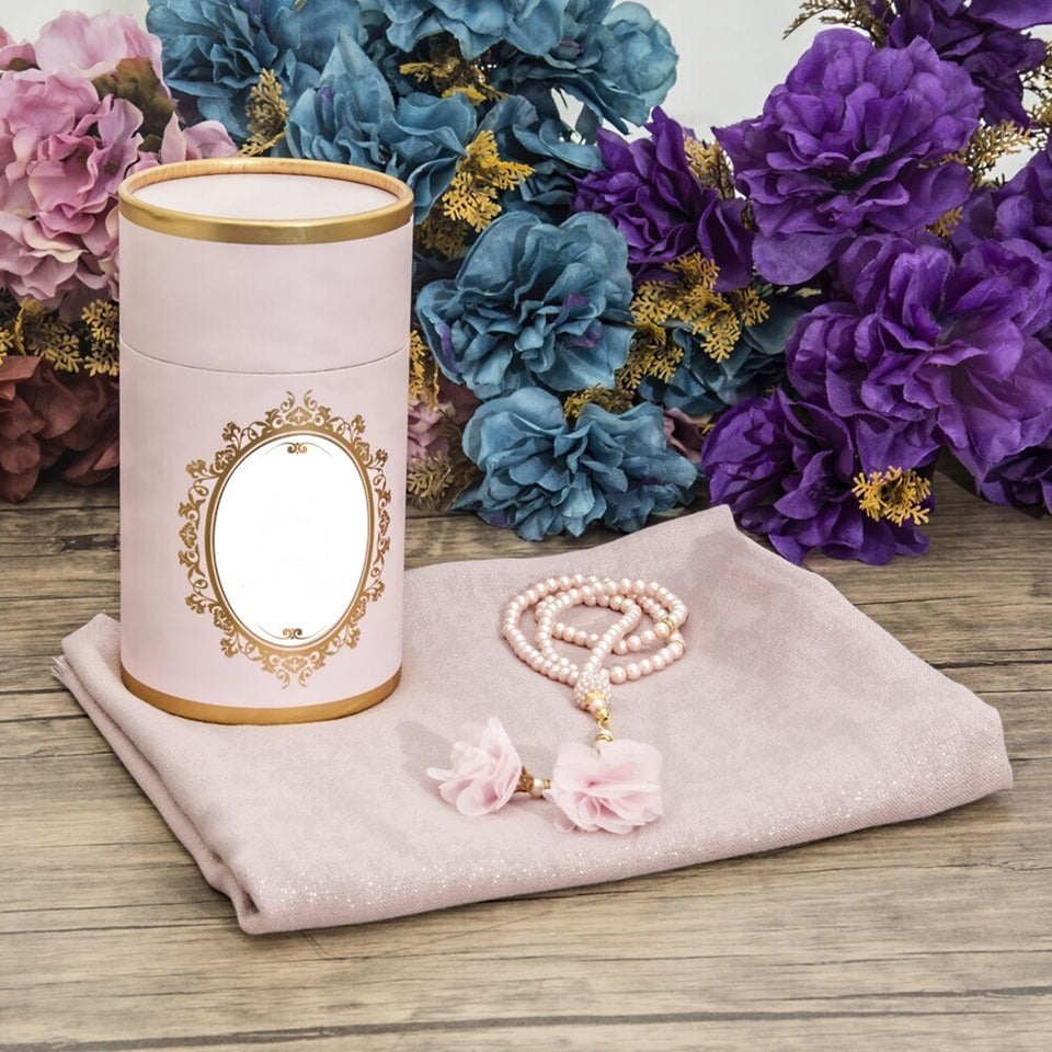 Personalized Pink Cylinder Islamic Gift Box | Special Gift | | 33 Bead Tasbih Set | Personalized Gift | Unique Gift M412