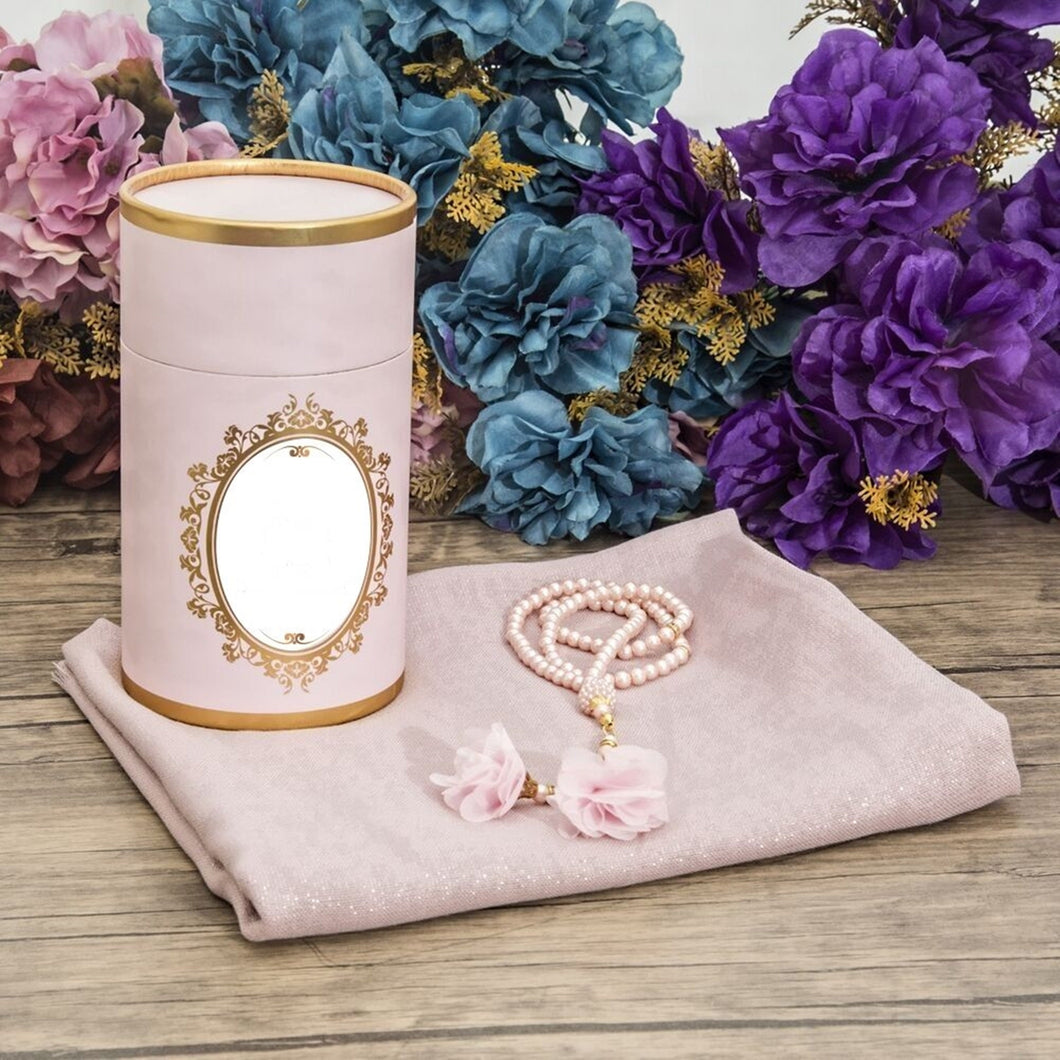Personalized Pink Cylinder Islamic Gift Box | Special Gift | | 33 Bead Tasbih Set | Personalized Gift | Unique Gift M412