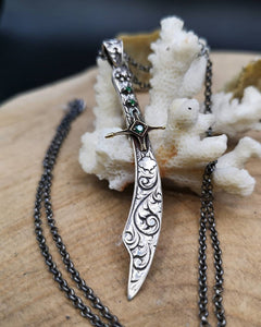 Silver Name necklace | Name on Sword Necklace | Custom Name Necklace | Personalized Name Necklace | Personalised Pendant