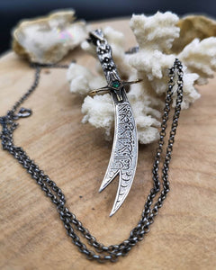 Handmade 925 Sterling Silver Zulfiqar Necklace with silver Chain, Dhulfaghar, Zolfaaghar, Dhu al-Fiqar, Dhu l-faqar