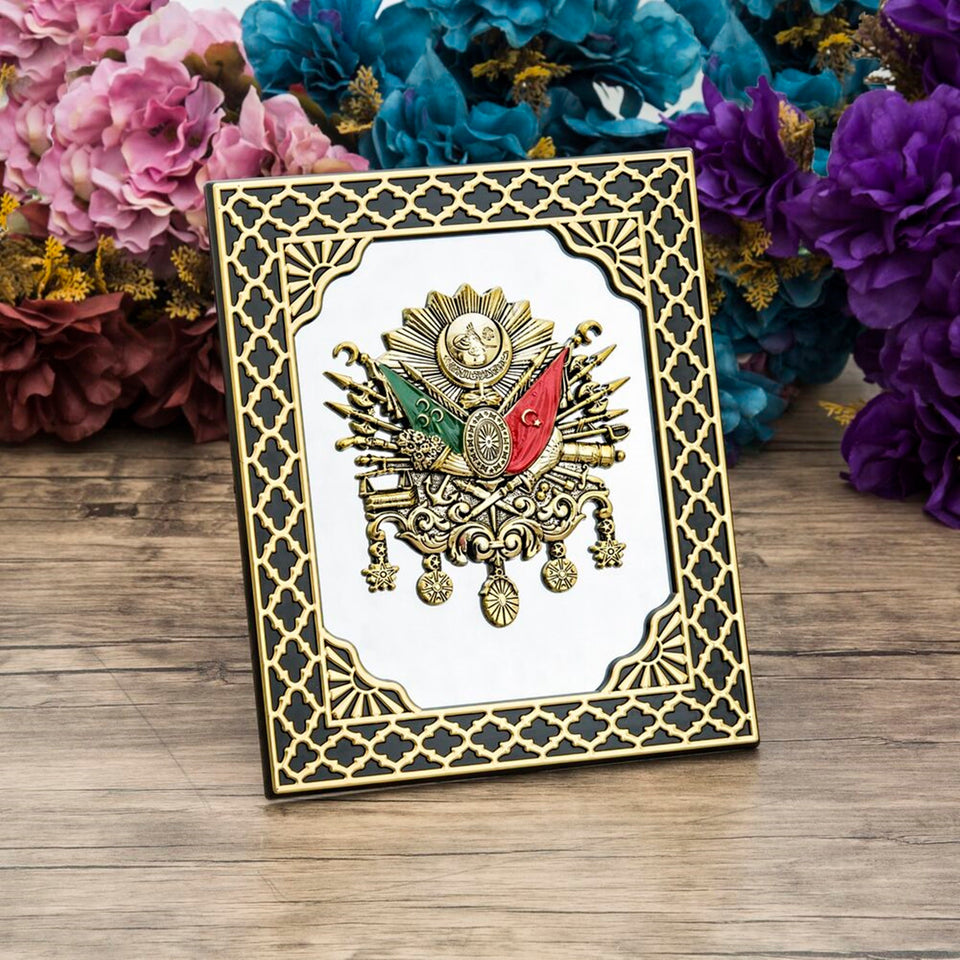 Ottoman Flag Printed Table Black Gift Box | Prayer Mat | Wooden Bookmark | 33 Bead Pearl Tasbeeh Set | Personalized Gift | Islamic Gift |