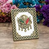 Ottoman Flag Printed Table Black Gift Box | Prayer Mat | Wooden Bookmark | 33 Bead Pearl Tasbeeh Set | Personalized Gift | Islamic Gift |