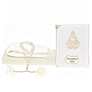 Cream Gift Box | Velvet Yaseen Book | Crystal Tasbeeh | Gift For Her | Gift For Mom | Islamic Gift | Personalized Gift