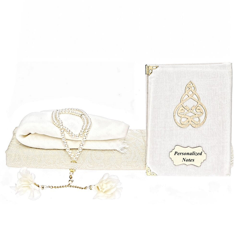 Cream Gift Box | Velvet Yaseen Book | Crystal Tasbeeh | Gift For Her | Gift For Mom | Islamic Gift | Personalized Gift