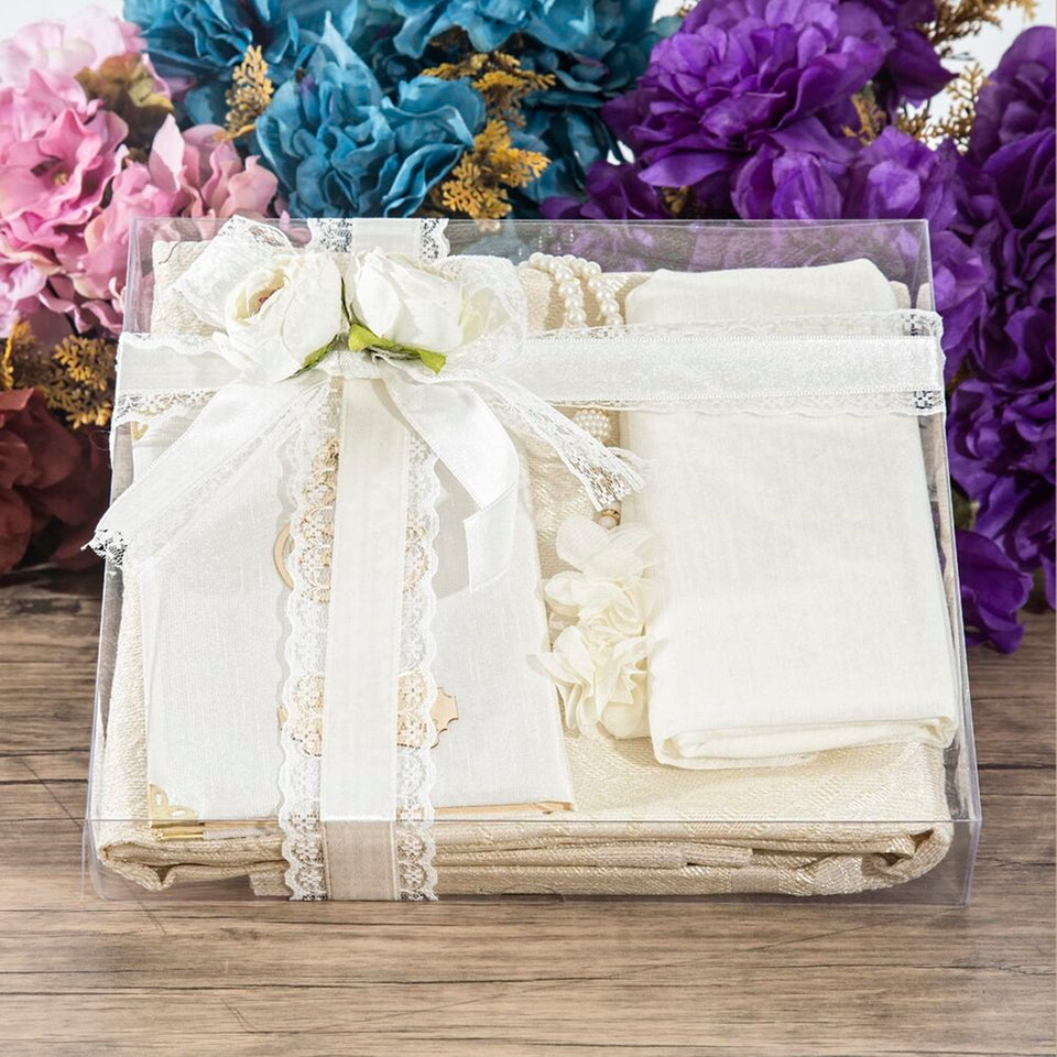 Cream Gift Box | Velvet Yaseen Book | Crystal Tasbeeh | Gift For Her | Gift For Mom | Islamic Gift | Personalized Gift