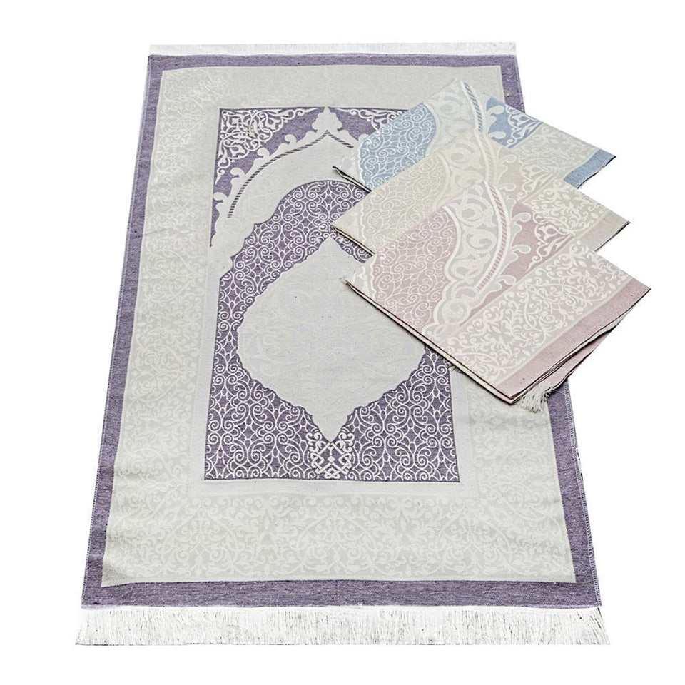 Velvet Purple Yaseen Book Gift Set | Prayer mat | 99 Pearl Prayer Beads Set | Personalized Gift | Acetate Box Decorated With Ribbon | M726