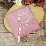 Light Pink Luxury Shawl | 99 Beads Pearl Tasbeeh With Arabic Letter | Personalized Plexiglass | Gift For Her | Personalized Gift | MLTP