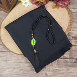 Special Black Luxury Shawl | 99 Beads Pearl Tasbeeh With Arabic Letter | Personalized Plexiglass | Gift For Her | Personalized Gift | MLSA