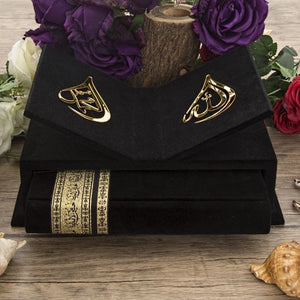 Special Design Wooden Kaaba Motif Gift | Velvet Black Quran | Kaaba Motif Quran | Black Lectern | Unique Gift | Personalized Gift | M334