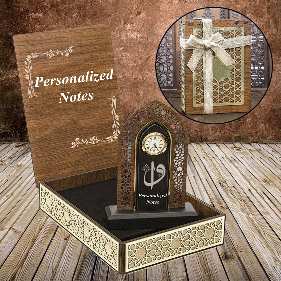 Personalized Wooden Gift Box | Wooden Clock | 25x18 cm | Clocks For Table | Clocks For Desk | Unique Gift | Personalized Gift | AOL0