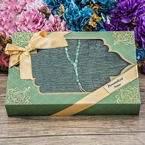 Prayer Mat Gift Box | Prayer Mat | 33 Beads Tasbeeh | Craft Bag | Islamic Gift | Personalized Gift | AOT3