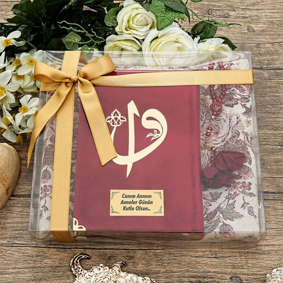 Red Quran Gift Set, Quran Favors, Islamic Wedding Gift, Prayer Mat Set, Hajj Mabrour, Hajj Favors, Mevlut Favors, Ameen Gift