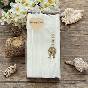 White Special Islamic Gift Box | Cotton Shawl | Islamic Wedding Gift | Rosary Beads Set | Mevlut Favors | Ameen Gift | 593