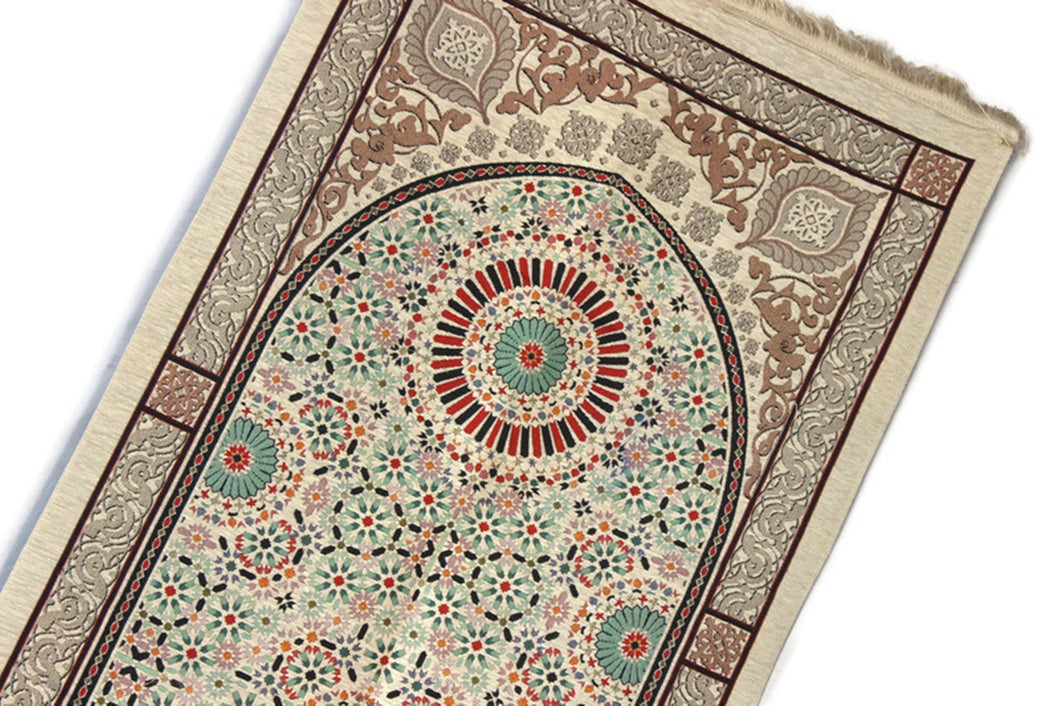 Geometric Fantasy Prayer Mat, Prayer Mat with Tasbeeh, Prayer Rug, Bohemian Rug, Turkish Rug, Islamic Gift YSLM75 - islamicbazaar