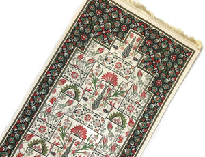 Green Ottoman Tiles Prayer Mat, Prayer Mat with Tasbeeh, Prayer Rug, Bohemian Rug, Turkish Rug, Islamic Gift YSLM76
