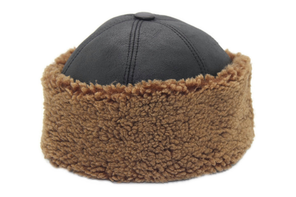 Brun vinterhue, Hovedvarmer, Læderhue, varm hat, Oguz-hatte, pelshatte, skullcap, Hætte, hovedhætte, osmannisk hat, - islamisk basar