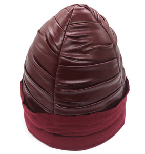 Handmade Bordeaux Ertugrul Cap, Ertugrul Hat, Resurrection Imamah, Genuine Leather Islamic Cap