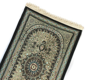 Black Flower Bouquet Prayer Mat, Prayer Mat with Tasbeeh, Prayer Rug, Muslim Janamaz, Sajadah Cantik , Islamic Gifts YSLM61