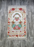 Lux Red Roses Prayer Mat | Dowries Prayer Rug | Wedding Gift | Prayer Rug with tasbih | Sajjada | Janamaz YSLM70 - islamicbazaar