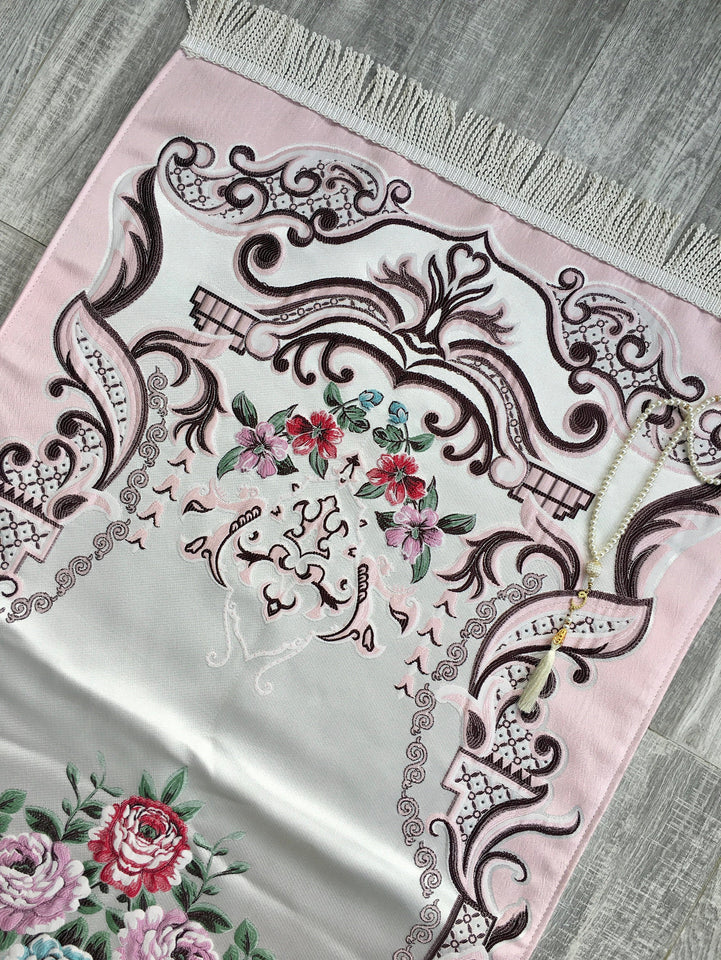 Lux Masjid Dimaukom Prayer Mat | Dowries Prayer Rug | Wedding Gift | Prayer Rug with tasbih | Sajjada | Janamaz YSLM72 - islamicbazaar