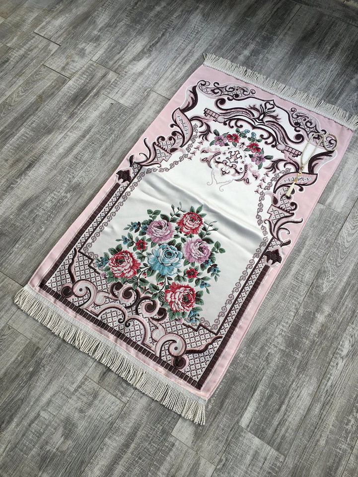 Lux Masjid Dimaukom Prayer Mat | Dowries Prayer Rug | Wedding Gift | Prayer Rug with tasbih | Sajjada | Janamaz YSLM72 - islamicbazaar