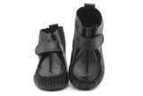 Black Non-Slip First Walking Shoes Classic Breathable Loop Sneakers, Baby Moccasins, Newborn Leather Slippers