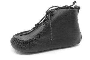 Black Non-Slip First Walking Shoes Classic Breathable Hook Sneakers, Baby Moccasins, Newborn Leather Slippers