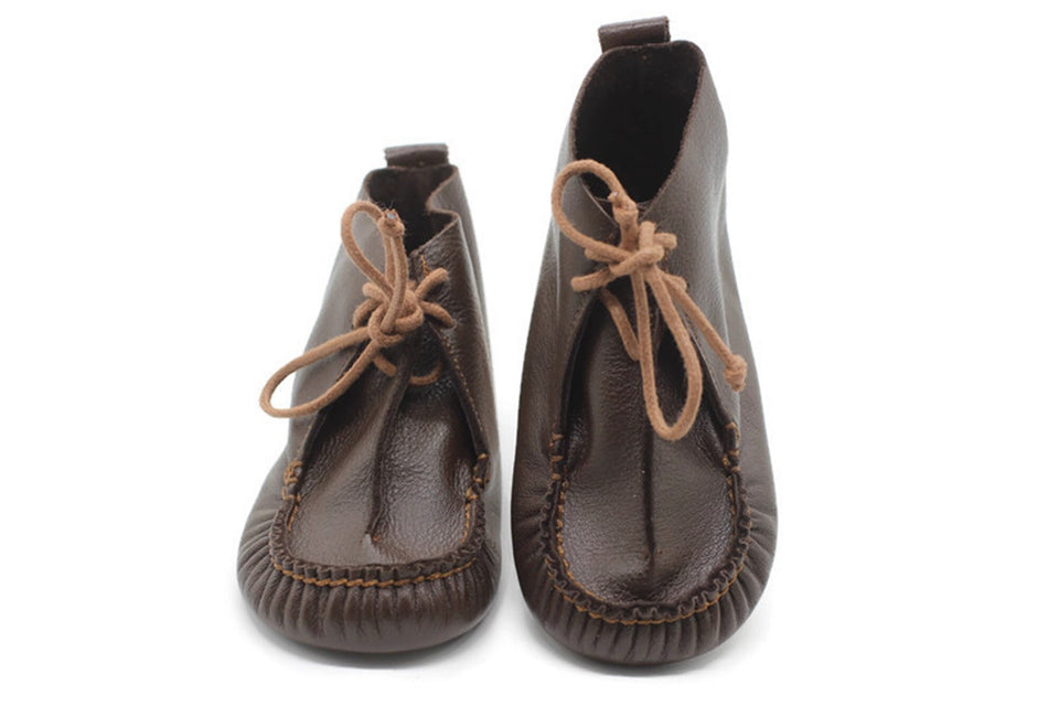 Brown Non-Slip First Walking Shoes Classic Breathable Hook Sneakers, Baby Moccasins, Newborn Leather Slippers