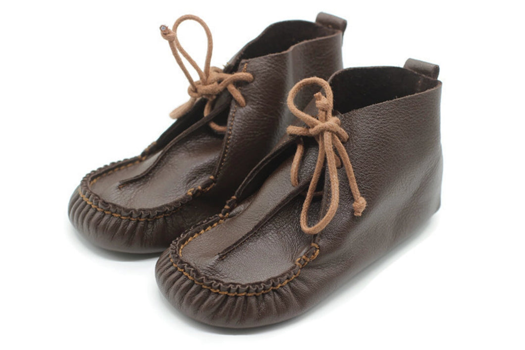 Brown Non-Slip First Walking Shoes Classic Breathable Hook Sneakers, Baby Moccasins, Newborn Leather Slippers