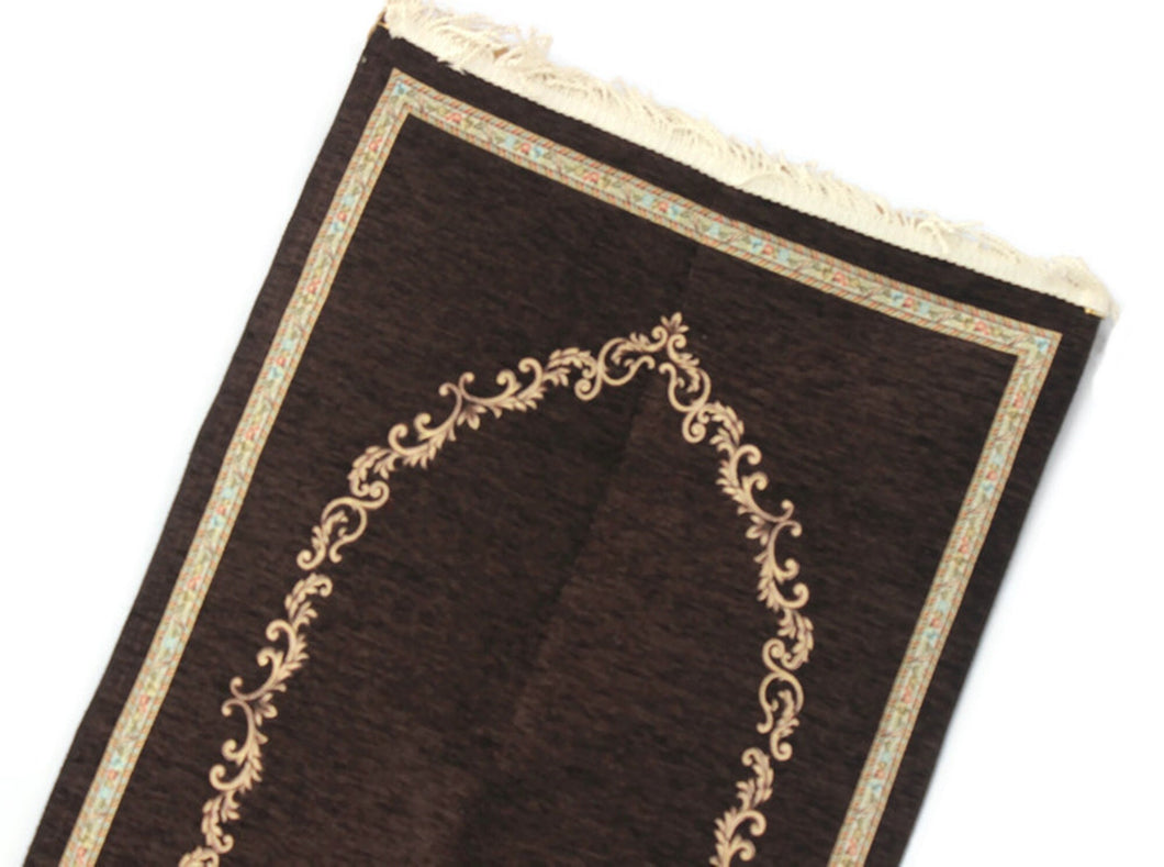 Dark Brown Door to Andalus Prayer Mat, Prayer Mat with Tasbeeh, Prayer Rug, Muslim Janamaz, Sajjada, Turkish Rug, Islamic Gift YSLM37