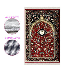 SALE Clared Red Flowers of Mihrab Carpet Prayer Mat Prayer Mat With Tasbeeh Prayer Rug Muslim Janamaz Sajjada Turkish Rug Islamic Gift 1029