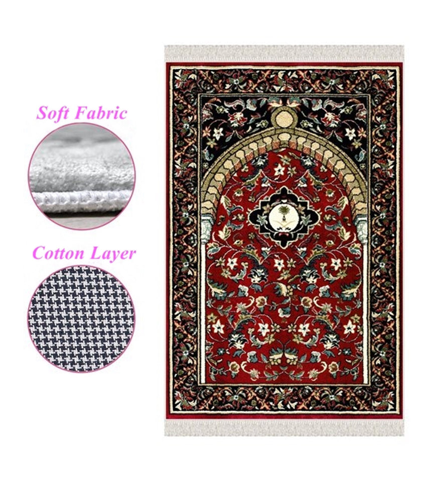 Clared Red Flowers of Mihrab Soft Padded Prayer Mat Prayer Mat With Tasbeeh Prayer Rug Muslim Janamaz Sajjada Turkish Rug Islamic Gift 1029