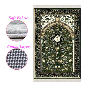 Green Flowers of Mihrab Carpet Prayer Mat Prayer Mat With Tasbeeh Prayer Rug Muslim Janamaz Sajjada Turkish Rug Islamic Gift 1029 - islamicbazaar