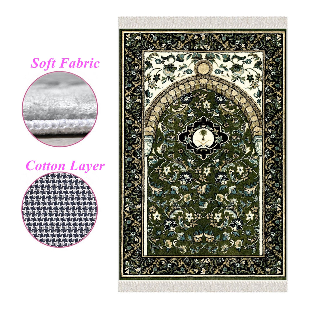 Green Flowers of Mihrab Carpet Prayer Mat Prayer Mat With Tasbeeh Prayer Rug Muslim Janamaz Sajjada Turkish Rug Islamic Gift 1029 - islamicbazaar