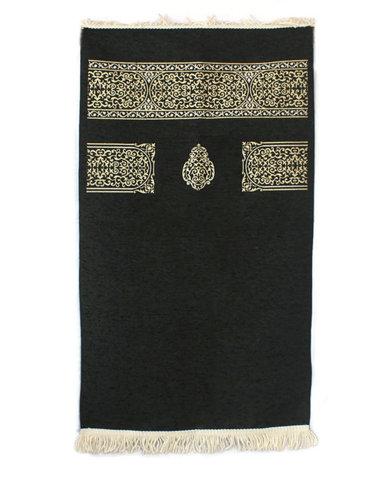 Kaaba Curtain Kiswah Inspired Prayer Mat | Masjid al Haram Sajjada | Prayer Rug | Janamaz