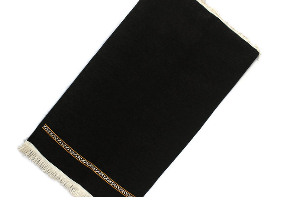 Kaaba Curtain Kiswah Sejadah 08, Plain Black Prayer Mat, Prayer Rug, Prayer Rug for Muslim, Unique Gift, Kaaba Kiswah  YSLM43
