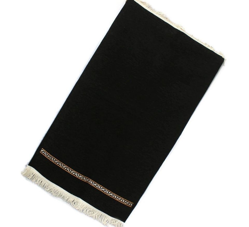 Kaaba Curtain Kiswah Sejadah 08, Plain Black Prayer Mat, Prayer Rug, Prayer Rug for Muslim, Unique Gift, Kaaba Kiswah  YSLM43