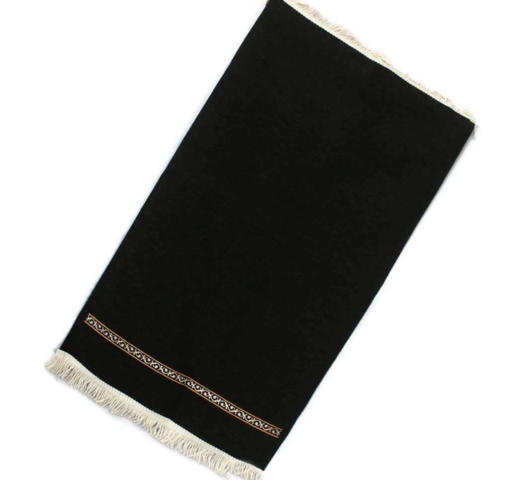 Kaaba Curtain Kiswah Sejadah 08, Plain Black Prayer Mat, Prayer Rug, Prayer Rug for Muslim, Unique Gift, Kaaba Kiswah  YSLM43